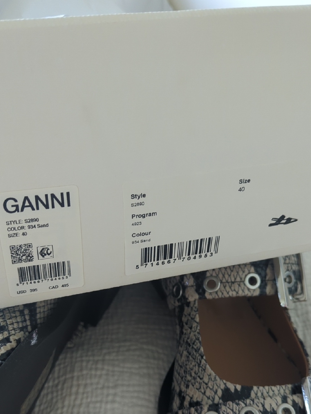 NEW In box Ganni Black & White Snake-Print Pointed Slingback Mules. - Picture 6 of 6